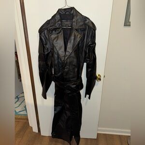 Vintage Roberto Vasalli Leather Trench Coat Jacket Size 42R